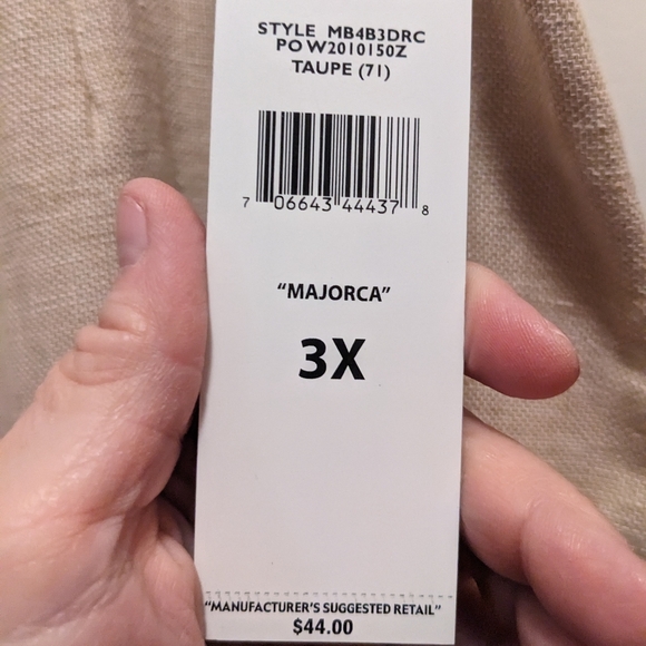 Norton McNaughton Woman 3X khaki linen skirt with white patterned hem NWT - Picture 4 of 8